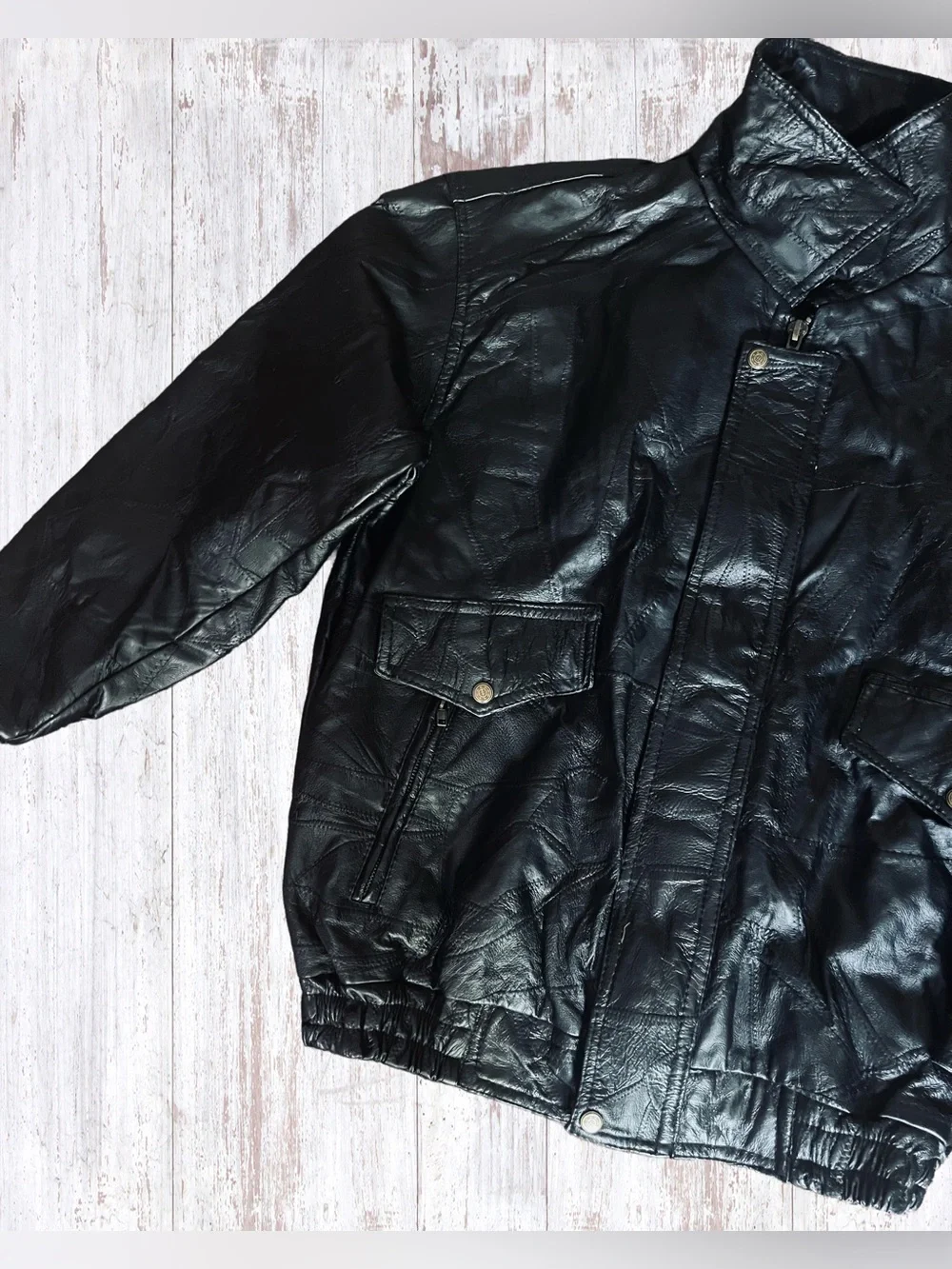 EUC Vintage Men’s Flight Path Leather Jacket Large Black Bomber/Biker